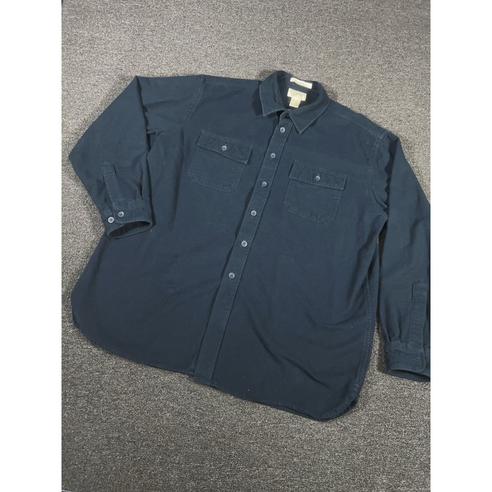 LL Bean Chamois Shirt Men's XL Blue Button Up Outdoors Heavyweight Flannel